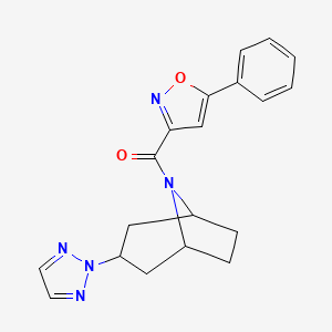 molecular formula C19H19N5O2 B2694551 ((1R,5S)-3-(2H-1,2,3-triazol-2-yl)-8-azabicyclo[3.2.1]octan-8-yl)(5-phenylisoxazol-3-yl)methanone CAS No. 2108988-86-7