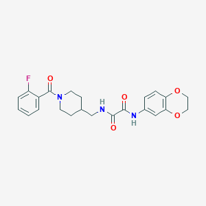 molecular formula C23H24FN3O5 B2694559 N1-(2,3-dihydrobenzo[b][1,4]dioxin-6-yl)-N2-((1-(2-fluorobenzoyl)piperidin-4-yl)methyl)oxalamide CAS No. 1286725-30-1