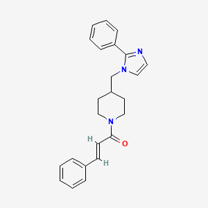 molecular formula C24H25N3O B2694560 (E)-3-苯基-1-(4-((2-苯基-1H-咪唑-1-基)甲基)哌啶-1-基)丙-2-烯-1-酮 CAS No. 1351663-50-7