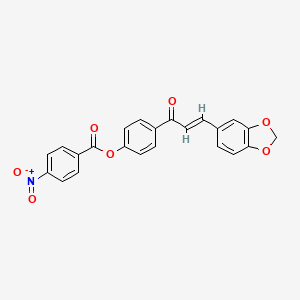 molecular formula C23H15NO7 B2694563 4-[3-(1,3-苯并二氧杂环戊烷-5-基)丙烯酰基]苯基-4-硝基苯甲酸酯 CAS No. 288306-53-6