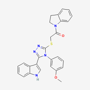 molecular formula C27H23N5O2S B2694570 2-((5-(1H-吲哚-3-基)-4-(3-甲氧基苯基)-4H-1,2,4-三唑-3-基)硫代)-1-(吲哚-1-基)乙酮 CAS No. 1211146-24-5