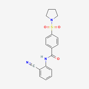 molecular formula C18H17N3O3S B2694574 N-(2-cyanophenyl)-4-(pyrrolidin-1-ylsulfonyl)benzamide CAS No. 397280-27-2