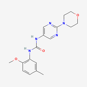 molecular formula C17H21N5O3 B2694582 1-(2-甲氧基-5-甲基苯基)-3-(2-吗啉吡嘧啶-5-基)脲 CAS No. 1396810-04-0