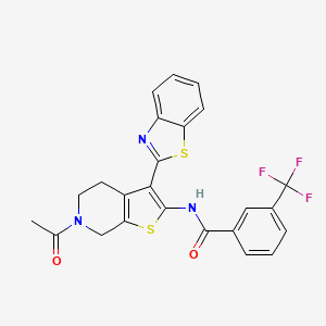 molecular formula C24H18F3N3O2S2 B2694591 N-(6-acetyl-3-(benzo[d]thiazol-2-yl)-4,5,6,7-tetrahydrothieno[2,3-c]pyridin-2-yl)-3-(trifluoromethyl)benzamide CAS No. 864859-57-4