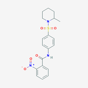 molecular formula C19H21N3O5S B2694595 N-{4-[(2-methylpiperidin-1-yl)sulfonyl]phenyl}-2-nitrobenzamide CAS No. 608492-00-8