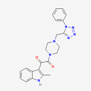 molecular formula C23H23N7O2 B2694596 1-(2-methyl-1H-indol-3-yl)-2-(4-((1-phenyl-1H-tetrazol-5-yl)methyl)piperazin-1-yl)ethane-1,2-dione CAS No. 1021253-97-3