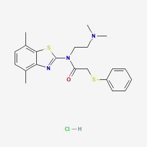 molecular formula C21H26ClN3OS2 B2694603 N-(2-(dimethylamino)ethyl)-N-(4,7-dimethylbenzo[d]thiazol-2-yl)-2-(phenylthio)acetamide hydrochloride CAS No. 1216406-96-0
