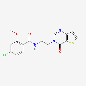 molecular formula C16H14ClN3O3S B2694607 4-chloro-2-methoxy-N-(2-(4-oxothieno[3,2-d]pyrimidin-3(4H)-yl)ethyl)benzamide CAS No. 2034546-17-1