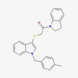 molecular formula C26H24N2OS B2694618 1-(indolin-1-yl)-2-((1-(4-methylbenzyl)-1H-indol-3-yl)thio)ethanone CAS No. 681276-64-2