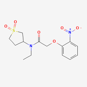 molecular formula C14H18N2O6S B2694638 N-(1,1-二氧代-硫代氧杂环戊烷-3-基)-N-乙基-2-(2-硝基苯氧基)乙酰胺 CAS No. 849677-59-4