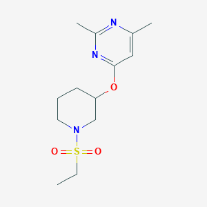 molecular formula C13H21N3O3S B2694640 4-((1-(乙基磺酰)哌嗪-3-基)氧基)-2,6-二甲基嘧啶 CAS No. 2034277-96-6