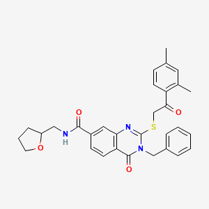 molecular formula C31H31N3O4S B2694642 3-benzyl-2-{[2-(2,4-dimethylphenyl)-2-oxoethyl]sulfanyl}-4-oxo-N-[(oxolan-2-yl)methyl]-3,4-dihydroquinazoline-7-carboxamide CAS No. 1110965-52-0