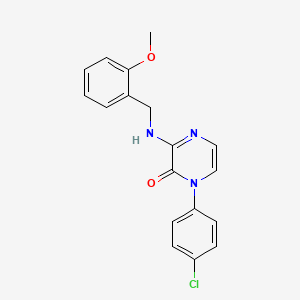 molecular formula C18H16ClN3O2 B2694652 1-(4-chlorophenyl)-3-[(2-methoxybenzyl)amino]pyrazin-2(1H)-one CAS No. 1029744-50-0