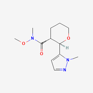 molecular formula C12H19N3O3 B2694653 (2R,3R)-N-Methoxy-N-methyl-2-(2-methylpyrazol-3-yl)oxane-3-carboxamide CAS No. 2137776-58-8