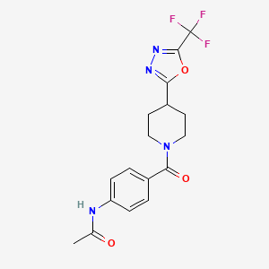 N-(4-(4-(5-(trifluoromethyl)-1,3,4-oxadiazol-2-yl)piperidine-1-carbonyl)phenyl)acetamide