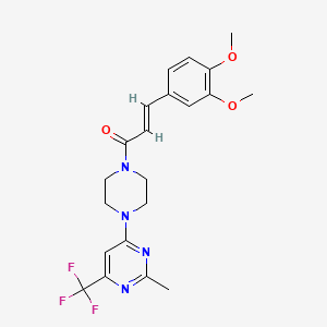 (E)-3-(3,4-dimethoxyphenyl)-1-(4-(2-methyl-6-(trifluoromethyl)pyrimidin-4-yl)piperazin-1-yl)prop-2-en-1-one