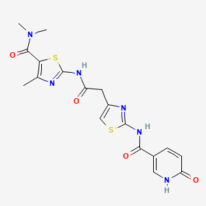 N,N,4-trimethyl-2-(2-(2-(6-oxo-1,6-dihydropyridine-3-carboxamido)thiazol-4-yl)acetamido)thiazole-5-carboxamide