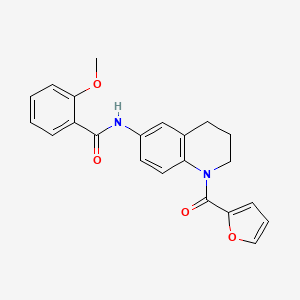molecular formula C22H20N2O4 B2694675 N-[1-(2-furoyl)-1,2,3,4-tetrahydroquinolin-6-yl]-2-methoxybenzamide CAS No. 1005305-71-4