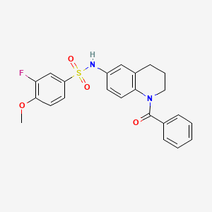 molecular formula C23H21FN2O4S B2694680 N-(1-苯甲酰-1,2,3,4-四氢喹啉-6-基)-3-氟-4-甲氧基苯磺酰胺 CAS No. 946334-17-4