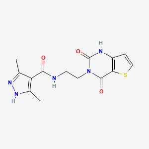molecular formula C14H15N5O3S B2694683 N-(2-(2,4-dioxo-1,2-dihydrothieno[3,2-d]pyrimidin-3(4H)-yl)ethyl)-3,5-dimethyl-1H-pyrazole-4-carboxamide CAS No. 2034200-75-2