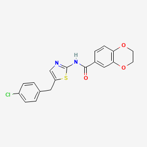 molecular formula C19H15ClN2O3S B2694687 N-[5-(4-chlorobenzyl)-1,3-thiazol-2-yl]-2,3-dihydro-1,4-benzodioxine-6-carboxamide CAS No. 878692-44-5