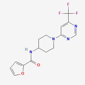 molecular formula C15H15F3N4O2 B2694690 N-{1-[6-(trifluoromethyl)-4-pyrimidinyl]-4-piperidyl}-2-furamide CAS No. 1775492-53-9