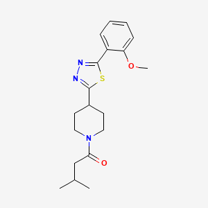 molecular formula C19H25N3O2S B2694694 1-(4-(5-(2-甲氧基苯基)-1,3,4-噻二唑-2-基)哌啶-1-基)-3-甲基丁酮 CAS No. 1170925-80-0