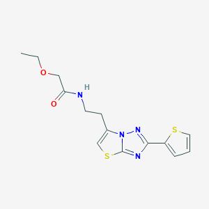 molecular formula C14H16N4O2S2 B2694696 2-乙氧基-N-(2-(2-(噻吩-2-基)噻唑并[3,2-b][1,2,4]三唑-6-基)乙基)乙酰胺 CAS No. 946329-32-4