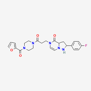 molecular formula C24H22FN5O4 B2694704 2-(4-fluorophenyl)-5-{3-[4-(furan-2-carbonyl)piperazin-1-yl]-3-oxopropyl}-4H,5H-pyrazolo[1,5-a]pyrazin-4-one CAS No. 1326873-44-2
