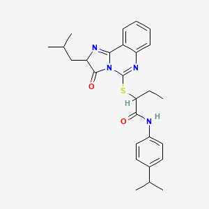 molecular formula C27H32N4O2S B2694706 2-((2-异丁基-3-氧代-2,3-二氢咪唑并[1,2-c]喹唑啉-5-基)硫)-N-(4-异丙基苯基)丁酰胺 CAS No. 1173754-30-7