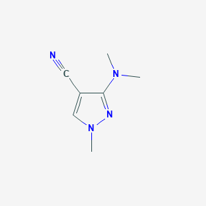molecular formula C7H10N4 B2694709 3-(Dimethylamino)-1-methylpyrazole-4-carbonitrile CAS No. 1564930-70-6