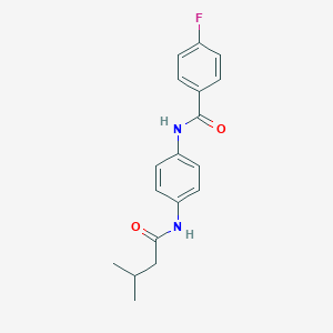 molecular formula C18H19FN2O2 B269471 4-fluoro-N-{4-[(3-methylbutanoyl)amino]phenyl}benzamide 