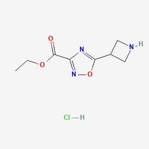 molecular formula C8H12ClN3O3 B2694710 Ethyl 5-(azetidin-3-yl)-1,2,4-oxadiazole-3-carboxylate;hydrochloride CAS No. 2490426-58-7