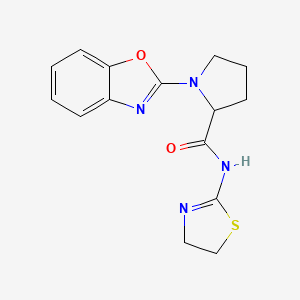 molecular formula C15H16N4O2S B2694716 1-(benzo[d]oxazol-2-yl)-N-(4,5-dihydrothiazol-2-yl)pyrrolidine-2-carboxamide CAS No. 1796918-91-6