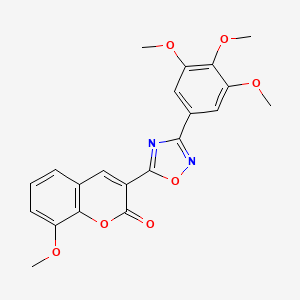 molecular formula C21H18N2O7 B2694729 8-methoxy-3-[3-(3,4,5-trimethoxyphenyl)-1,2,4-oxadiazol-5-yl]-2H-chromen-2-one CAS No. 892756-81-9