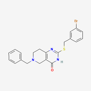 molecular formula C21H20BrN3OS B2694735 6-苄基-2-((3-溴苄基)硫)-5,6,7,8-四氢吡啶并[4,3-d]嘧啶-4(3H)-酮 CAS No. 1113122-86-3