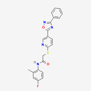 N-(4-fluoro-2-methylphenyl)-2-((5-(3-phenyl-1,2,4-oxadiazol-5-yl)pyridin-2-yl)thio)acetamide