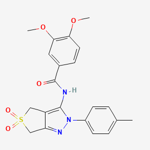 3,4-dimethoxy-N-[2-(4-methylphenyl)-5,5-dioxo-4,6-dihydrothieno[3,4-c]pyrazol-3-yl]benzamide