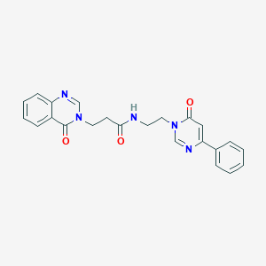 molecular formula C23H21N5O3 B2694747 N-(2-(6-oxo-4-phenylpyrimidin-1(6H)-yl)ethyl)-3-(4-oxoquinazolin-3(4H)-yl)propanamide CAS No. 1334370-06-7