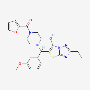 (4-((2-Ethyl-6-hydroxythiazolo[3,2-b][1,2,4]triazol-5-yl)(3-methoxyphenyl)methyl)piperazin-1-yl)(furan-2-yl)methanone