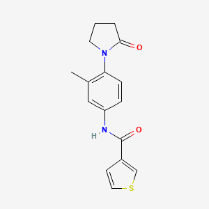 molecular formula C16H16N2O2S B2694764 N-(3-methyl-4-(2-oxopyrrolidin-1-yl)phenyl)thiophene-3-carboxamide CAS No. 1210347-97-9