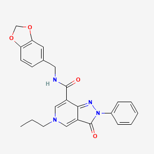 N-(benzo[d][1,3]dioxol-5-ylmethyl)-3-oxo-2-phenyl-5-propyl-3,5-dihydro-2H-pyrazolo[4,3-c]pyridine-7-carboxamide