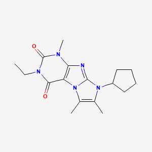 molecular formula C17H23N5O2 B2694804 6-环戊基-2-乙基-4,7,8-三甲基嘌呤并[7,8-a]咪唑-1,3-二酮 CAS No. 887672-10-8