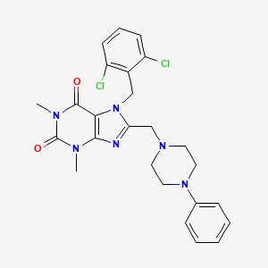 molecular formula C25H26Cl2N6O2 B2694810 7-(2,6-二氯苄基)-1,3-二甲基-8-((4-苯基哌嗪-1-基)甲基)-1H-嘌呤-2,6(3H,7H)-二酮 CAS No. 868146-58-1