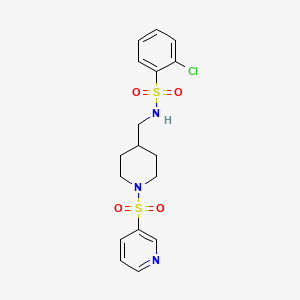 molecular formula C17H20ClN3O4S2 B2694811 2-氯-N-((1-(吡啶-3-基磺酰基)哌啶-4-基甲基)苯磺酰胺 CAS No. 1428351-69-2