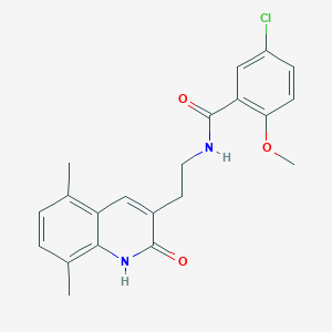 molecular formula C21H21ClN2O3 B2694818 5-氯-N-[2-(5,8-二甲基-2-氧代-1H-喹啉-3-基)乙基]-2-甲氧基苯甲酰胺 CAS No. 851406-60-5