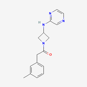 molecular formula C16H18N4O B2694823 1-(3-(Pyrazin-2-ylamino)azetidin-1-yl)-2-(m-tolyl)ethan-1-one CAS No. 2191212-83-4
