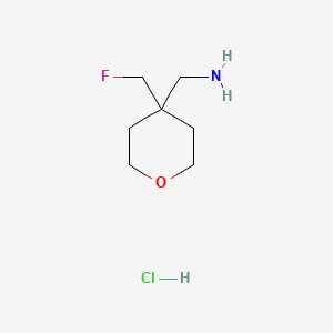 molecular formula C7H15ClFNO B2694831 [4-(Fluoromethyl)oxan-4-yl]methanamine hydrochloride CAS No. 1955558-25-4