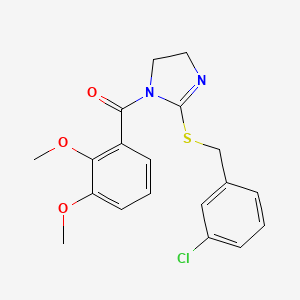 molecular formula C19H19ClN2O3S B2694832 (2-((3-chlorobenzyl)thio)-4,5-dihydro-1H-imidazol-1-yl)(2,3-dimethoxyphenyl)methanone CAS No. 851808-14-5