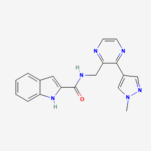 molecular formula C18H16N6O B2694835 N-((3-(1-甲基-1H-吡唑-4-基)嘧啶-2-基甲基)-1H-吲哚-2-甲酰胺 CAS No. 2034465-42-2